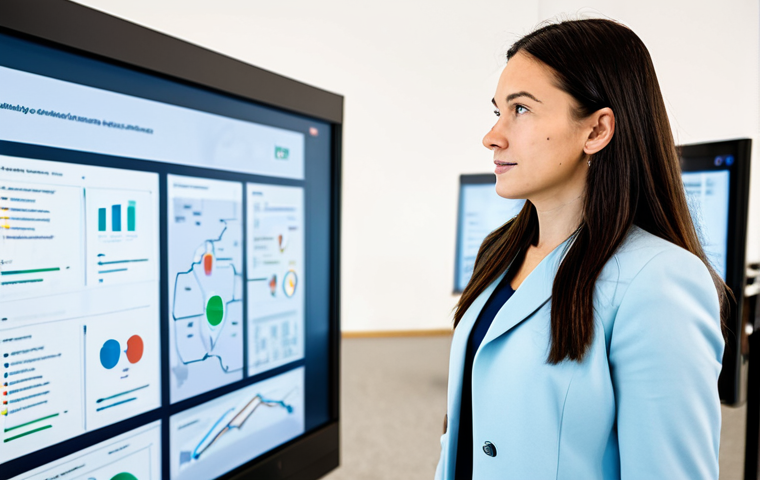 A professional business strategist, a woman, in a modest business suit, standing confidently and thoughtfully. She is interacting with a large, transparent digital display that shows a complex customer journey map with various data points and insights. The background features a modern, brightly lit open-plan office, with blurred professional colleagues in the background engaged in collaborative discussions. The atmosphere is dynamic and forward-thinking. High-resolution professional photography, vibrant colors, clear focus. Fully clothed, modest clothing, appropriate attire, professional dress, perfect anatomy, correct proportions, natural pose, well-formed hands, proper finger count, natural body proportions, safe for work, appropriate content, professional, family-friendly.