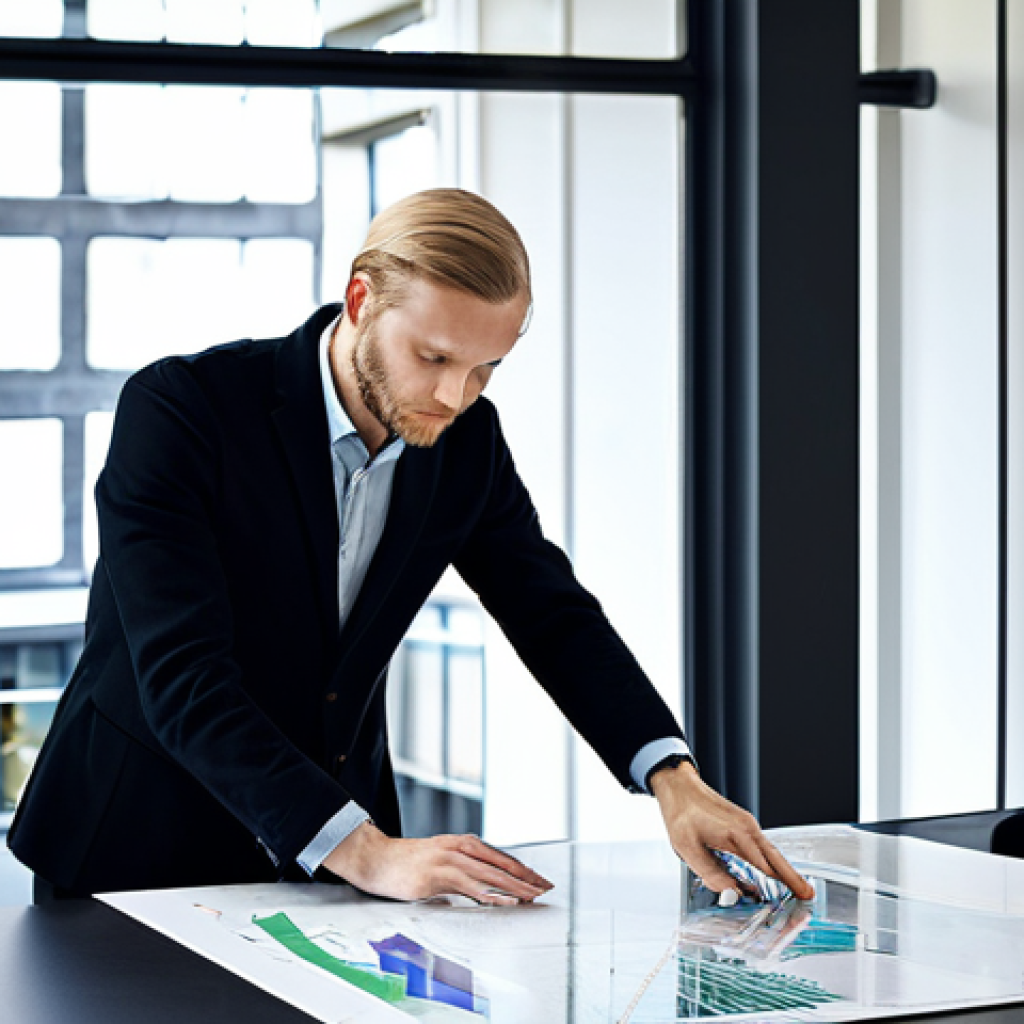 **

"A young Swedish architect, fully clothed in professional attire (a stylish, dark blazer and tailored trousers), working on a building design on a large touchscreen in a bright, modern architectural office in Stockholm. Natural light, perfect anatomy, correct proportions, well-formed hands, safe for work, appropriate content, professional, family-friendly. High-resolution, detailed textures, realistic rendering."

**