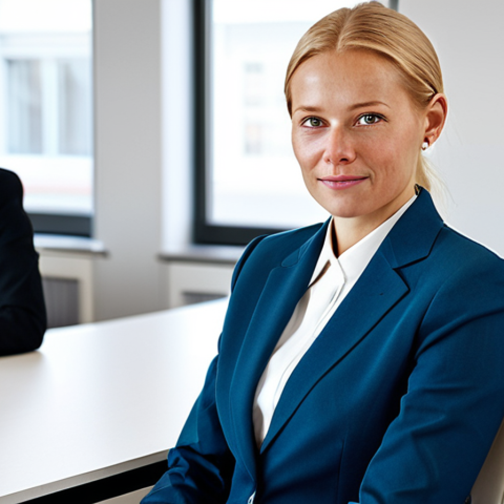소비자중심 경영으로 변화한 비즈니스 사례 - Businesswoman in Modern Office**

"A professional businesswoman in a modest business suit, sitting a...