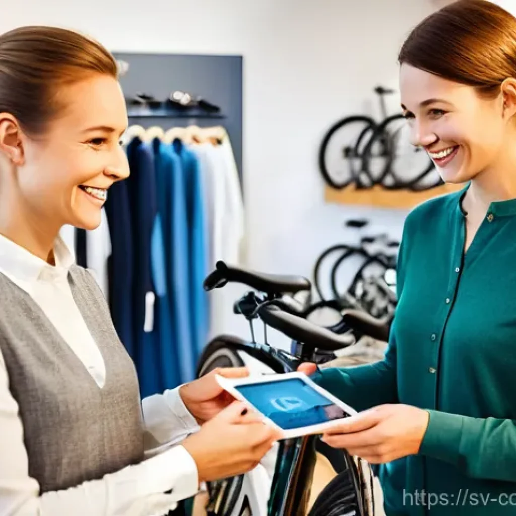 소비자중심 경영의 주요 성공 요인과 사례 연구와 분석 - **Prompt:** A warm and inviting scene inside a modern, Scandinavian-style bicycle shop in Sweden. A ...