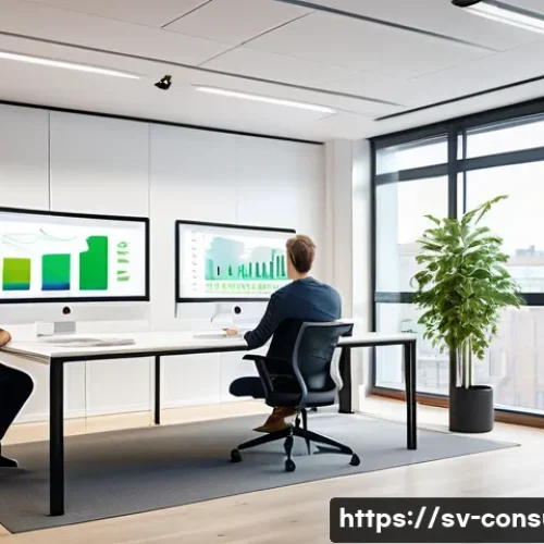 소비자 행동 데이터를 활용한 실무 적용 - A professional Swedish marketing team in a modern office environment analyzing interactive digital d...