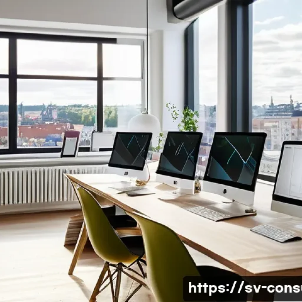 소비자전문기술사 실무 경험 공유 - A modern Scandinavian-style office workspace featuring a diverse team of professionals collaborating...