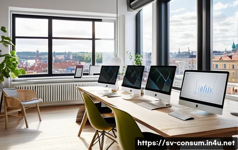 소비자전문기술사 실무 경험 공유 - A modern Scandinavian-style office workspace featuring a diverse team of professionals collaborating...