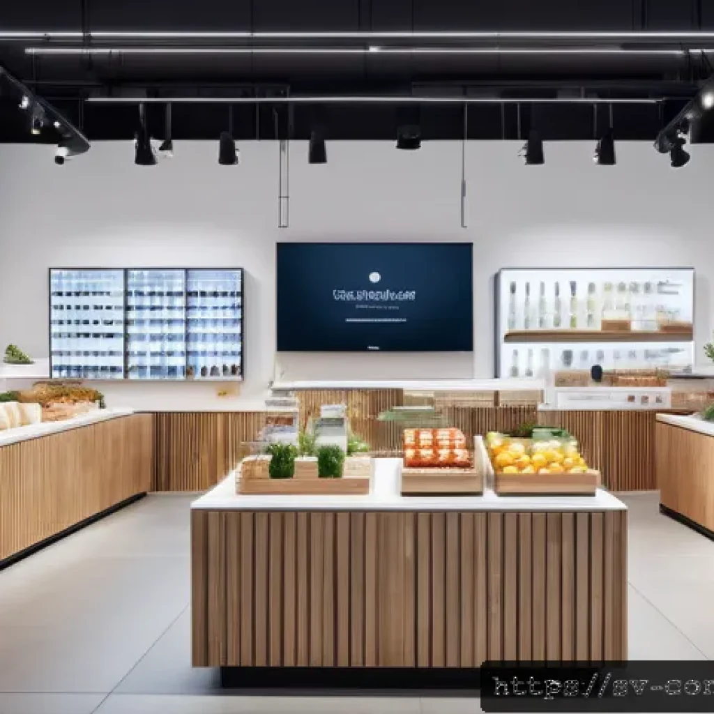 소비자 행동 변화 연구를 위한 데이터 분석 - A modern Scandinavian retail store interior with digital screens displaying real-time analytics and ...