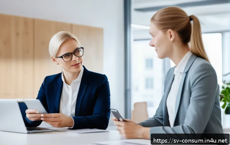 소비자 불만 관리 사례 연구 보고서 - A professional customer service representative attentively listening to a middle-aged Swedish custom...