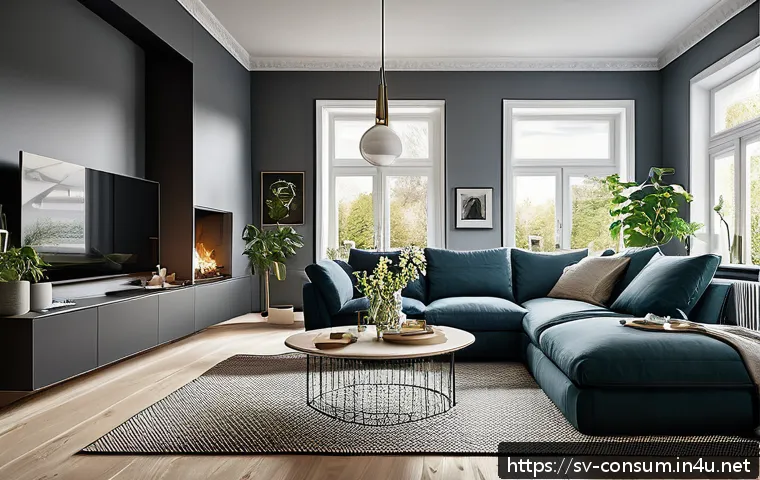 소비자전문기술사의 전문 분야 탐구 - A modern Swedish living room featuring an integrated smart home