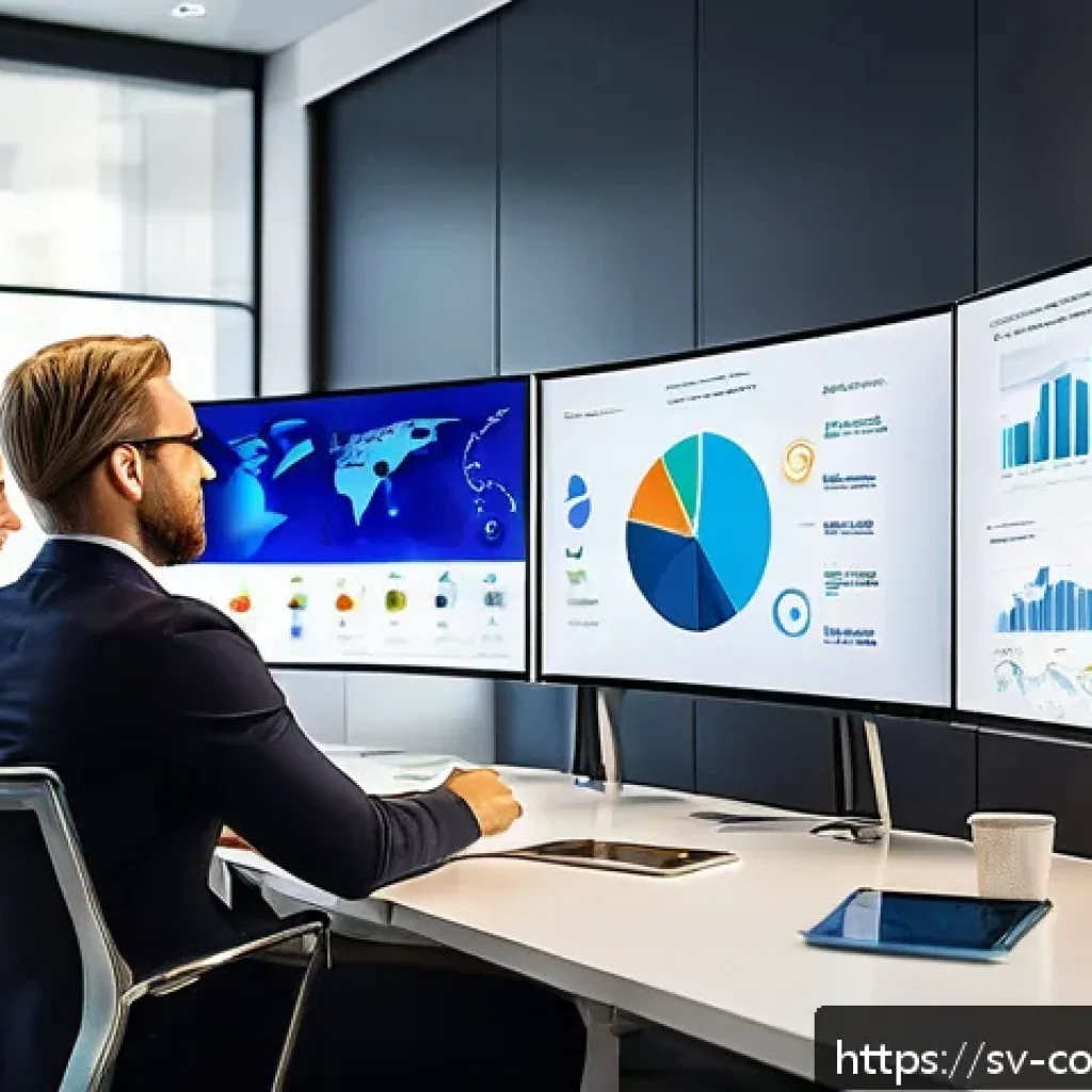 소비자 행동 데이터를 활용한 성공적인 시장 전략 - A modern office scene showing a diverse team of Swedish marketing professionals analyzing dynamic cu...